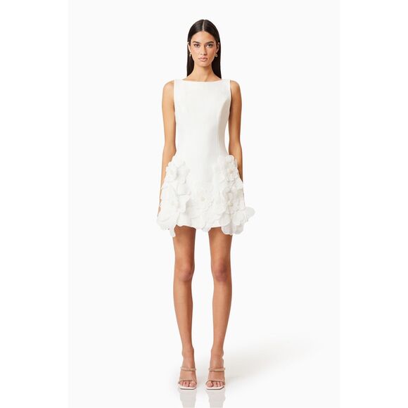 Elliatt Janelle Mini Dress White Bridal Shower Bachelorette size L NWT $340 - Picture 2 of 7